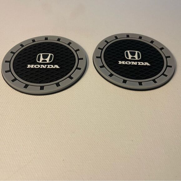 Honda Car Cup Coasters in Black with Logo Set of 2 NWT - Picture 3 of 6